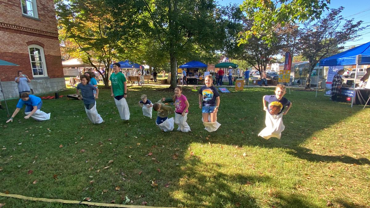 Children participate in sack race