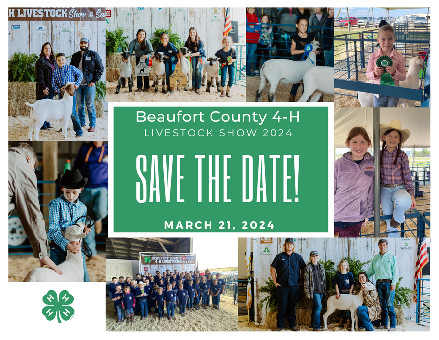 Beaufort County 4-H Livestock Show 2024 Save the Date Picture - March 21, 2024