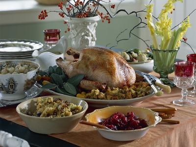 Traditional Thanksgiving meal on table