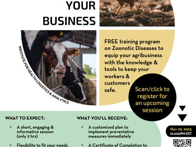 Keeping People Safe is Good for Your Business Flyer with registration links and contact information