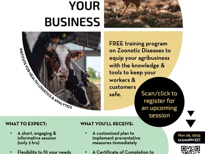 Keeping People Safe is Good for Your Business Flyer with registration links and contact information