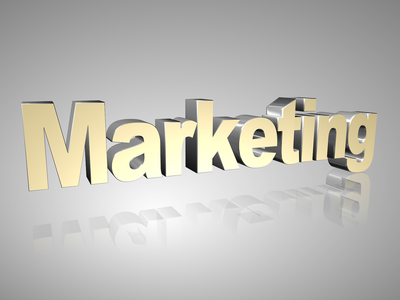 Marketing spelled out with a dropshadow