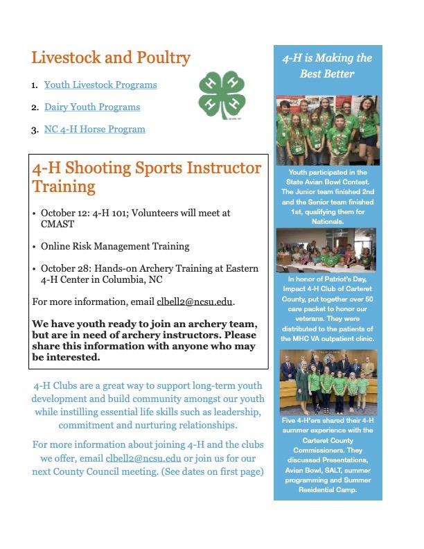 Carteret County 4-H Newsletter - October 2023 (page 2)