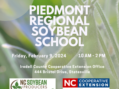 PIEDMONT REGIONAL SOYBEAN SCHOOL — Feb 9, 2024, 10 AM–2 PM, Iredell County