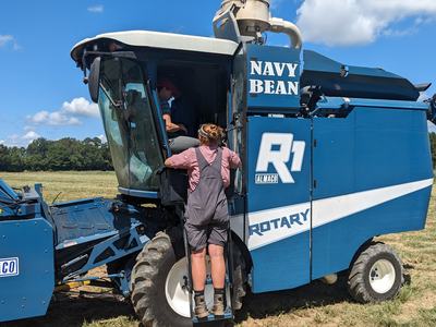 small plot combine with two people talking