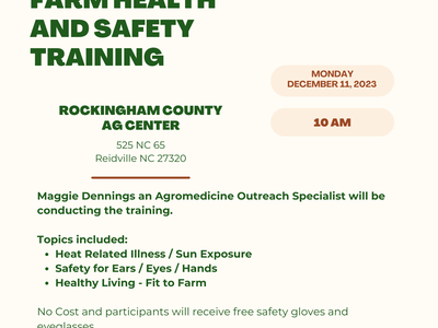 FARM HEALTH AND SAFETY TRAINING, Rockingham County Ag Center, Dec 11, 2023, 10 AM