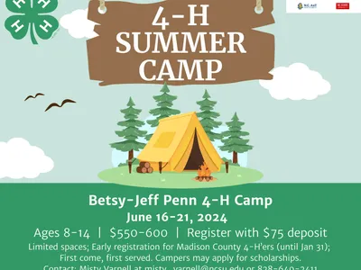 4-H Summer Camp flyer with tent