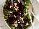 Beet salad with salad fork & spoon