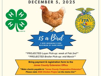 Coastal Plains Chicken Project — registration deadline December 5, 2025; $5 a bird