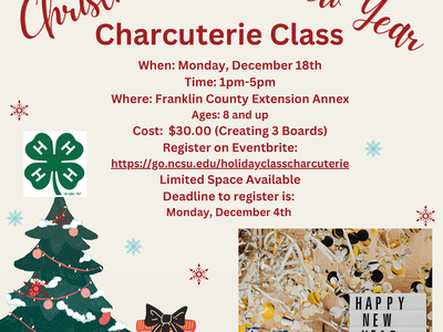 Holiday Charcuterie Class flier with date, time, location and registration information
