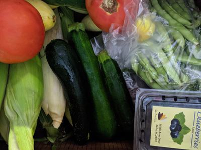 CSA box with a variety of produce