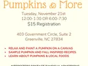 Pumpkins & More event Nov 21, 12:00–1:30 or 6:00–7:30, $15 registration