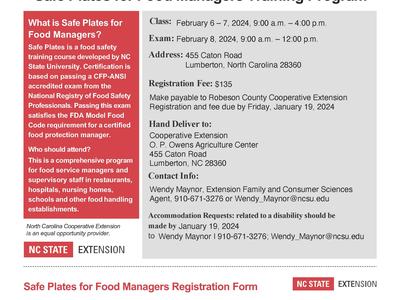 Safe Plates for Food Managers Training Program