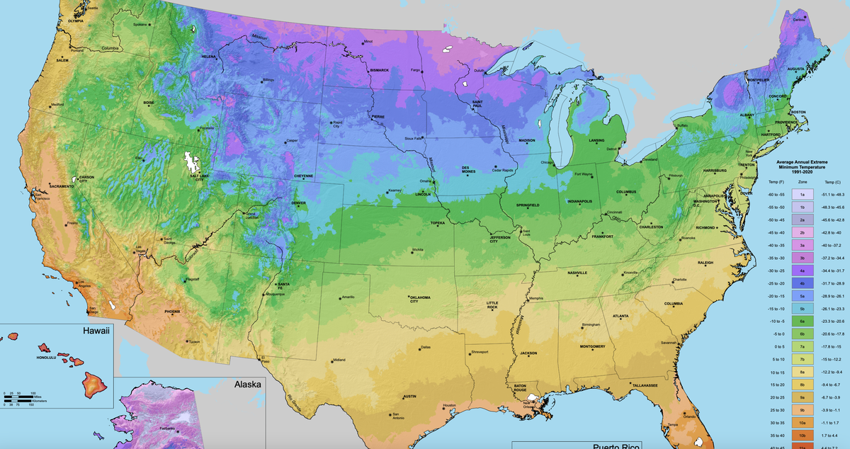 Picture of North America and the plant hardiness zones associated by geographic region.