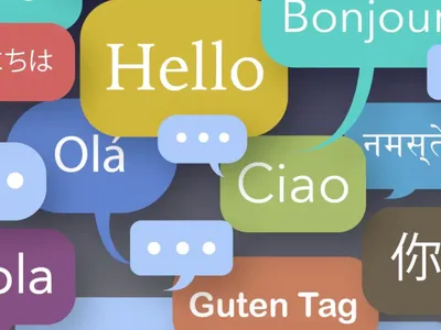 The English word "Hello" displayed in a number of different languages, including Spanish, Portuguese, French and more.