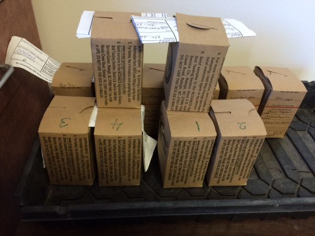 Boxes of soil samples