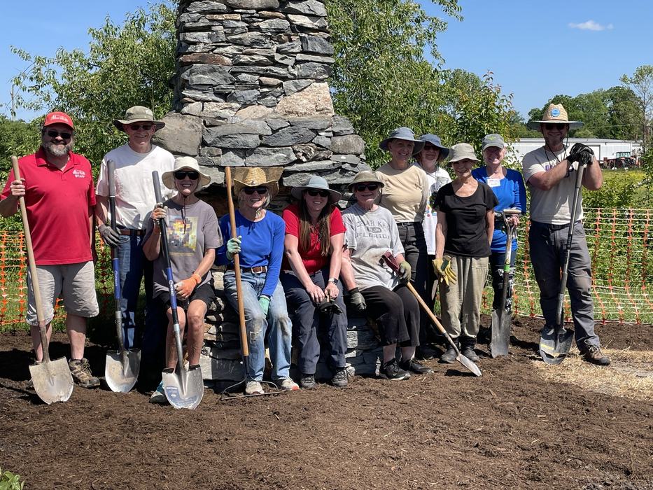 mills river pollinator garden installation crew