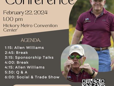 NCFGC Winter Conference flyer — Feb 22, 2024, 1:00 pm, Hickory Metro Convention Center, agenda and registration info