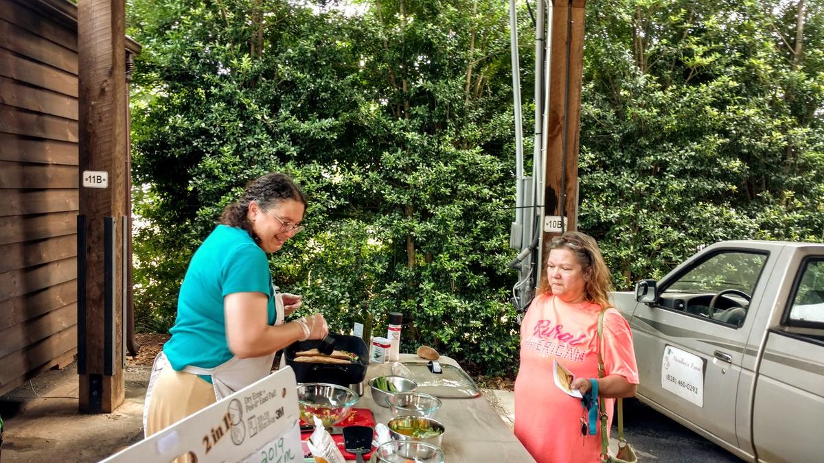 Cathy doing a cooking demo