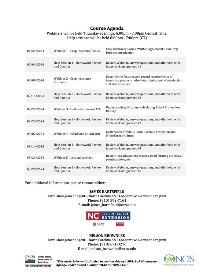 Crop Insurance Education Program flyer