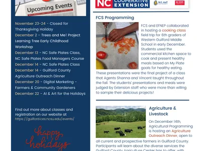 Guilford County Cooperative Extension monthly program update: November–December 2023