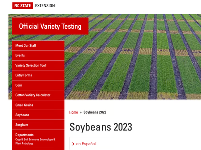 White background with Soybean fields and Official Variety Testing 