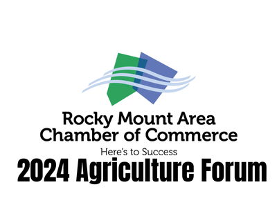 Rocky Mount Area Chamber of Commerce logo and text "Here's to Success" "2024 Agriculture Forum"
