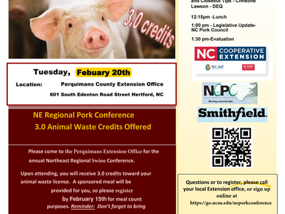 2024 NE Regional Swine Conference — Tuesday Feb 20, Perquimans County Extension Office; 3.0 credits