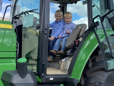 boys on tractor