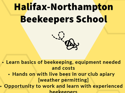 Halifax-Northampton Beekeepers School flyer — 4-H Rural Life Center, Feb 24 8am–4pm, $40, registration required
