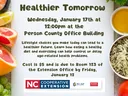 Choices for a Healthier Tomorrow workshop — Jan 17, 12:00pm, Person County Office