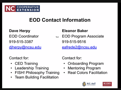 Contact Info for Dave Herpy and Eleanor Baker linked above. 