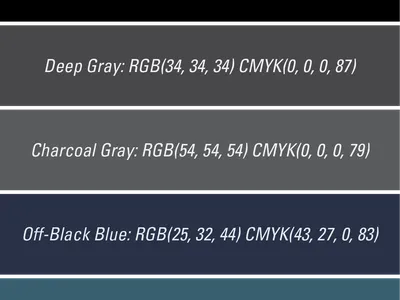 sample alternative color for pure black in graphic design