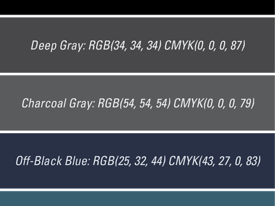 sample alternative color for pure black in graphic design