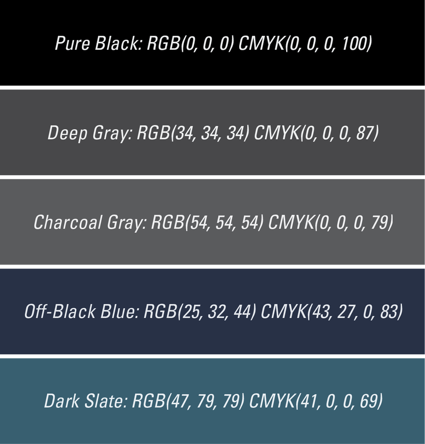 sample alternative color for pure black in graphic design