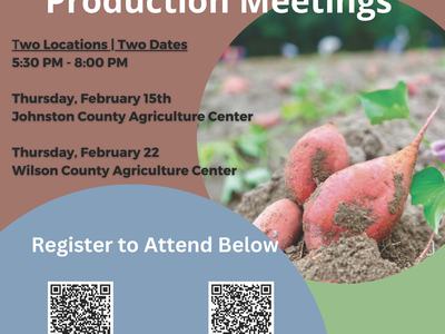 NC Cooperative Extension: Regional Sweetpotato Meetings — Feb 15 (Johnston) and Feb 22 (Wilson)