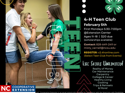 4-H Teen Club: Info & Image of two teens carrying a friend in chair