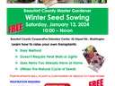 Flyer Advertising A Winter Seed Sowing Class with Seed Packets and Green Plants