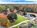 arial view of new hanover county arboretum pond and grounds