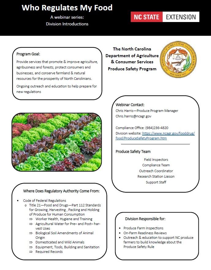 Who Regulates My Food Webinar Series.