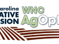 North Carolina Cooperative Extension logo with WNC AgOptions text and stylized plowed field.