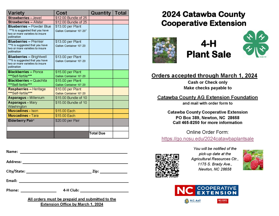 4-H Plant Sale Order Form