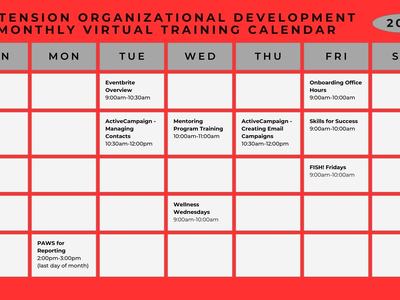 Extension Organizational Development Monthly Virtual Training Calendar