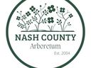 Circular logo with stylized flowering plants and text "NASH COUNTY Arboretum Est. 2004"