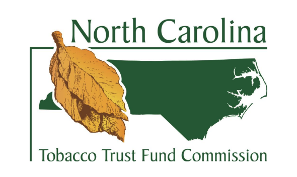 North Carolina silhouette, tobacco leaf, text: "North Carolina Tobacco Trust Fund Commission"