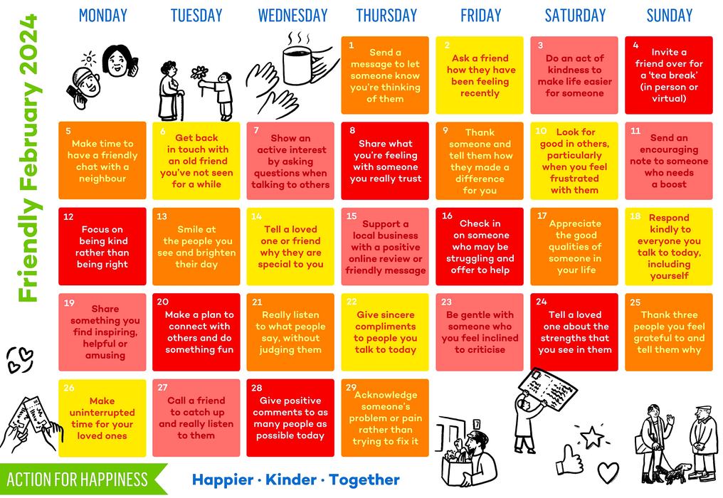 Feb 2024 Happiness Calendar