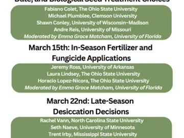 2024 Science for Success webinars: Savvy Full-Season Soybean Management — Mar 8,15,22; 1 PM ET