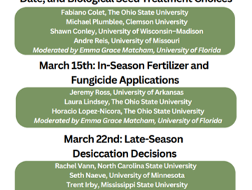 2024 Science for Success webinars: Savvy Full-Season Soybean Management — Mar 8,15,22; 1 PM ET