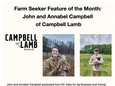 NC FarmLink Connector: Feature — John & Annabel Campbell, Campbell Lamb; photos holding lambs