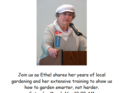 Picture of speaker Ethel Hess who is Master Gardener. Written information contained in article